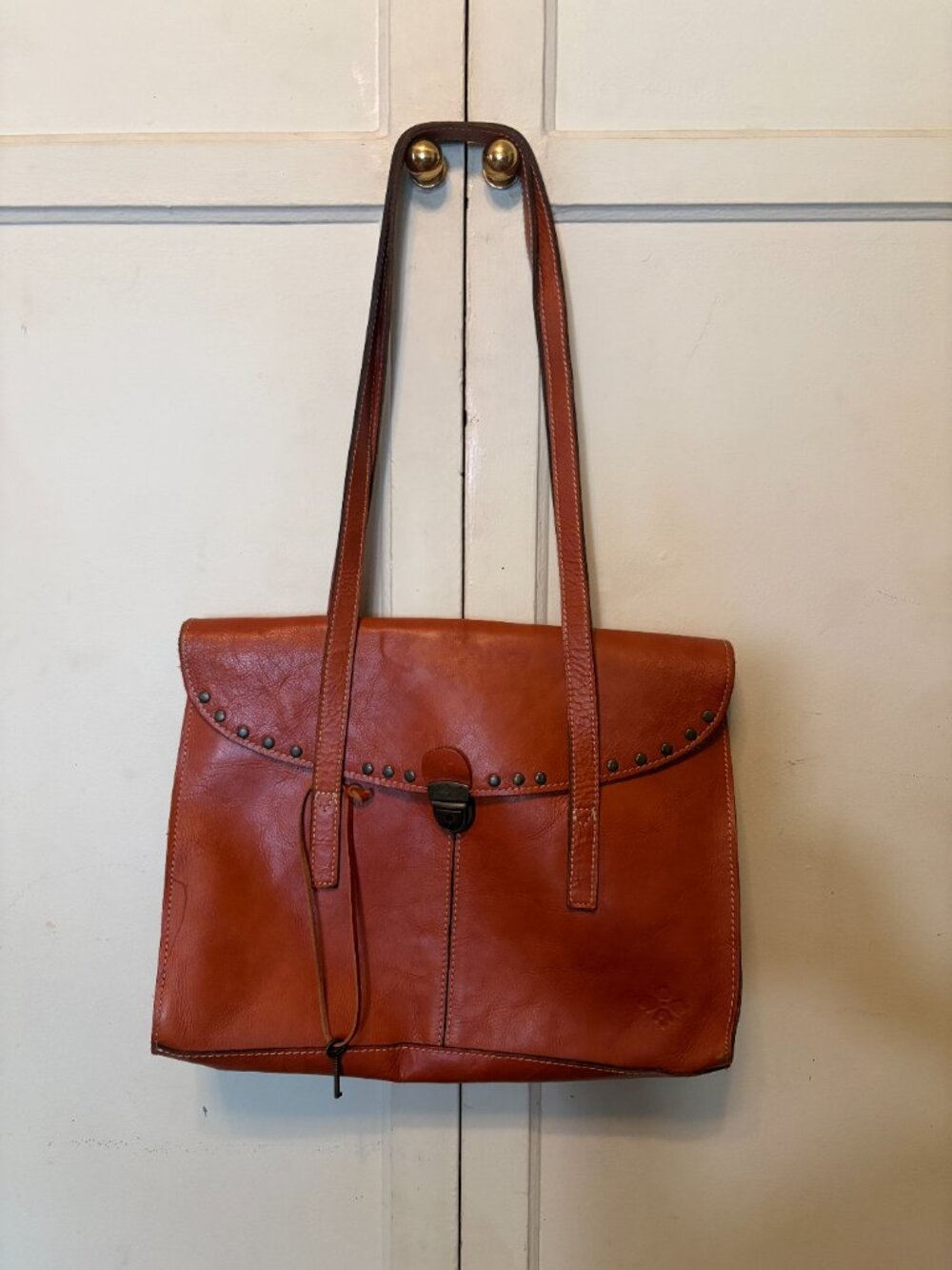 Patricia Nash Verbania Studded Leather Satchel Laptop Bag